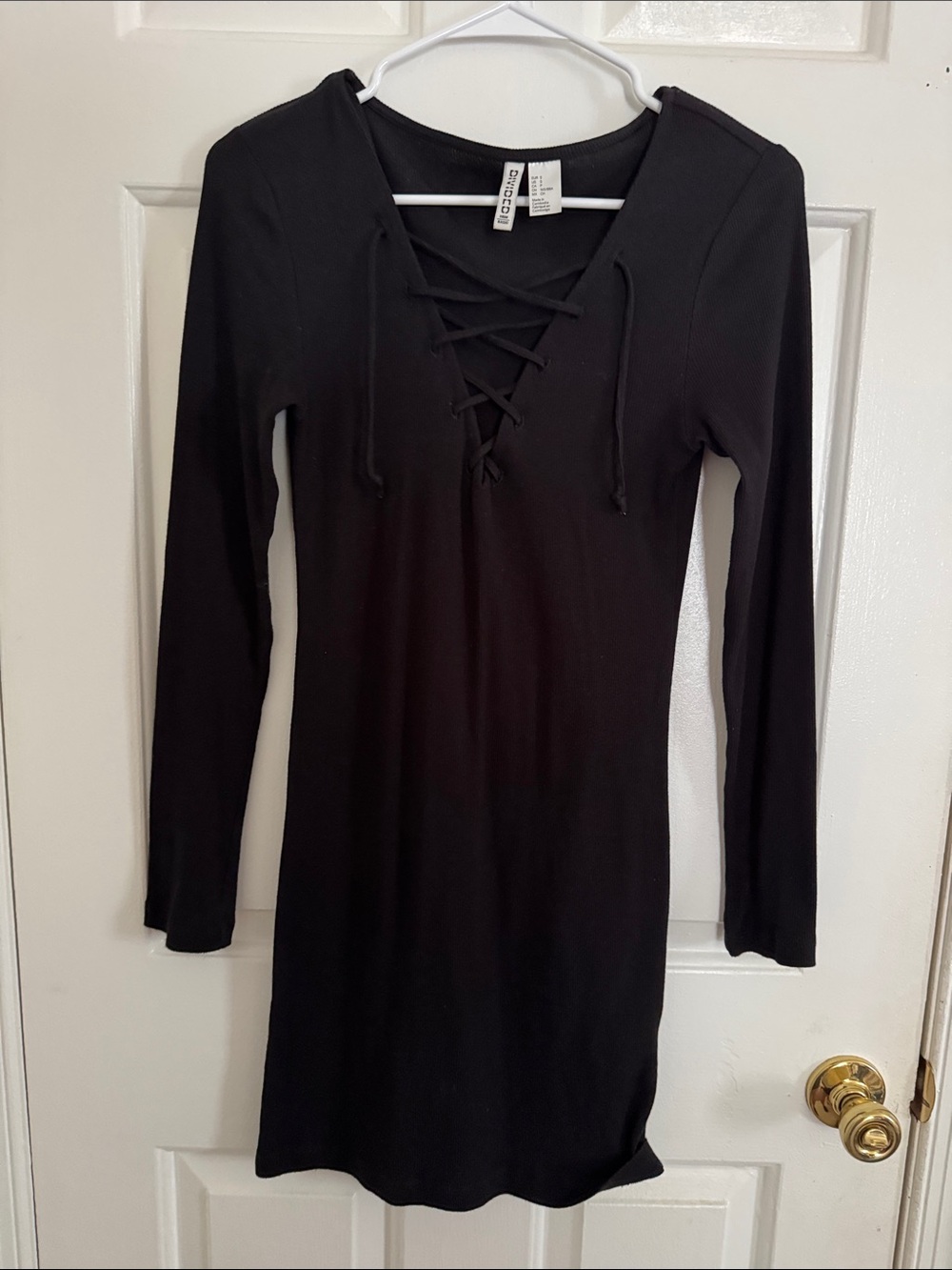 Black Lace-Up Long Sleeve Dress - Divided H&M